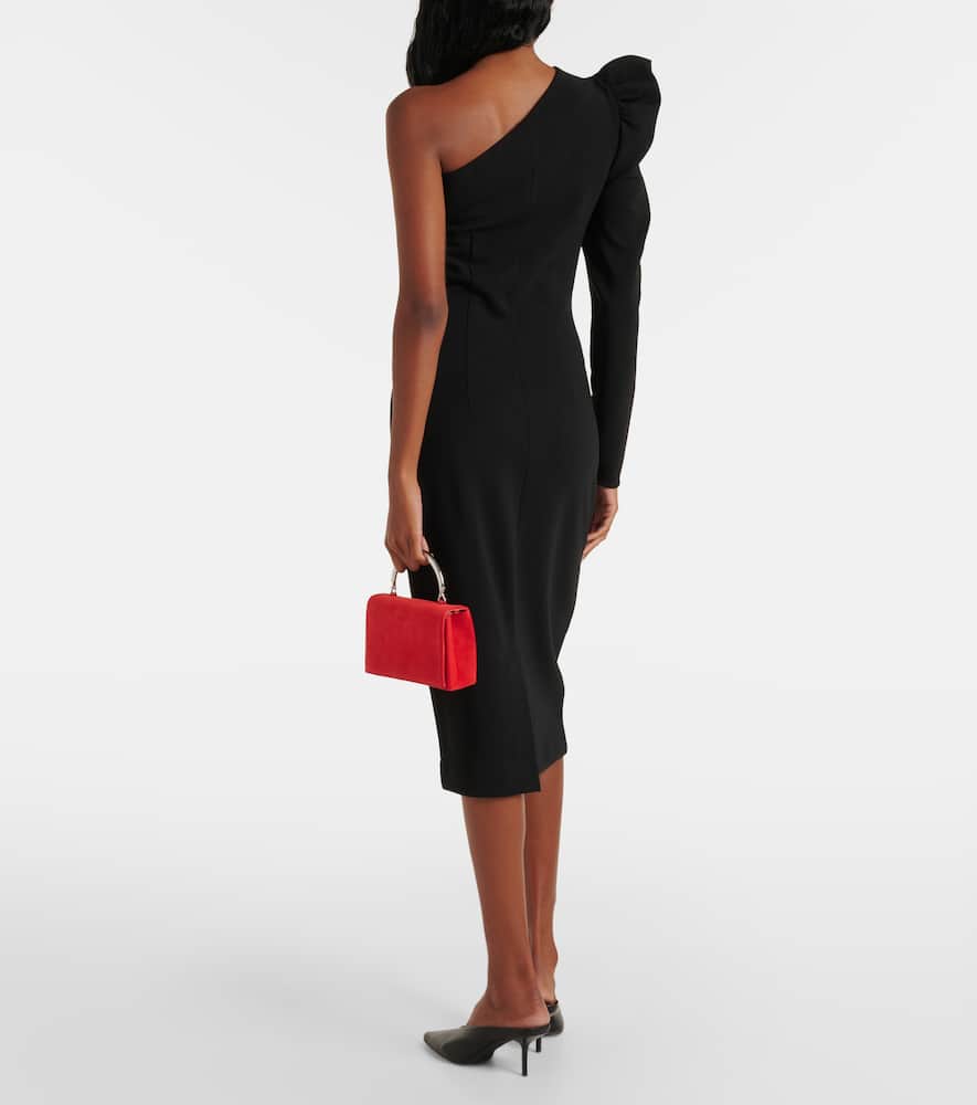 Max Mara Falda One-sleeve Ruffled Jersey Midi Dress In Black