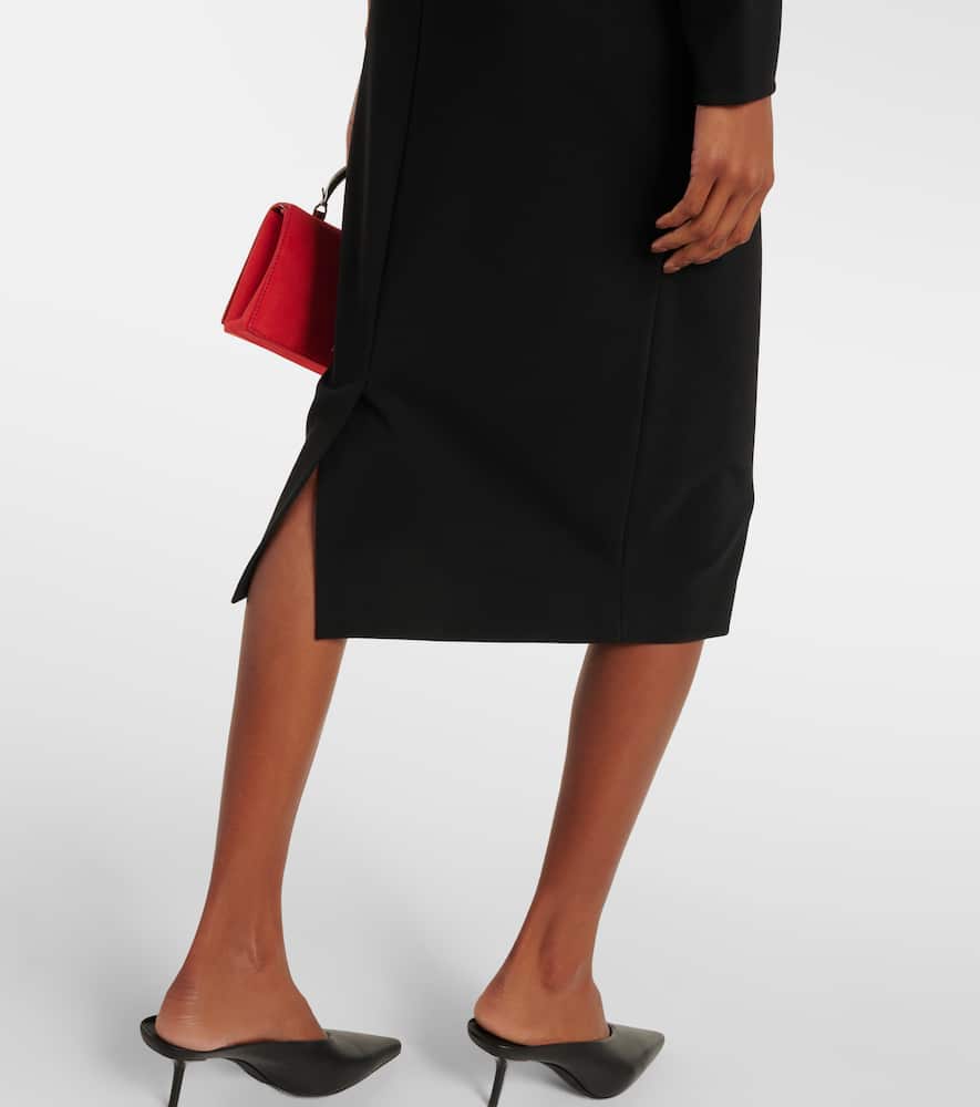 Max Mara Falda One-sleeve Ruffled Jersey Midi Dress In Black