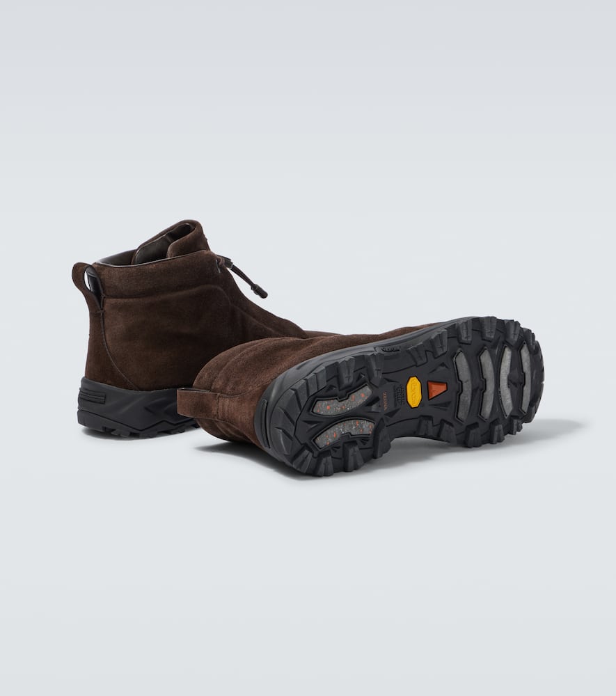 Zegna Triple Stitch Suede High-top Sneakers In Brown