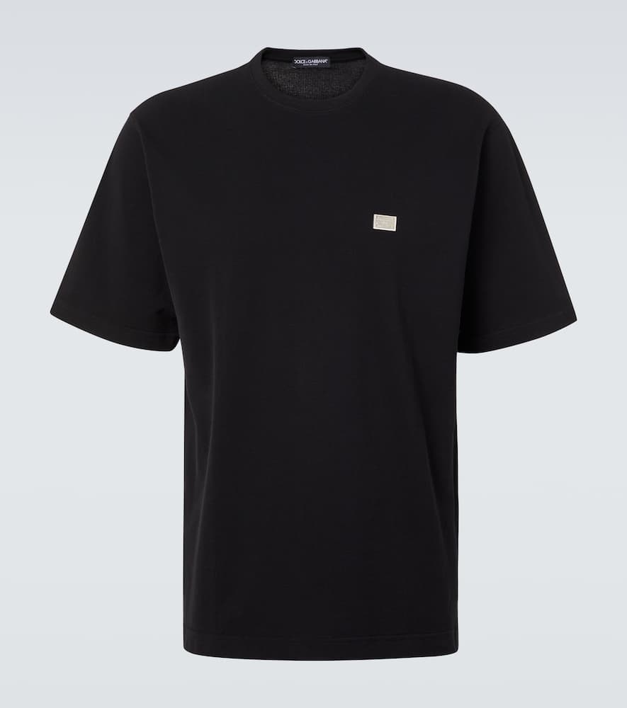 Dolce & Gabbana Logo Piqué T-shirt Black In Black