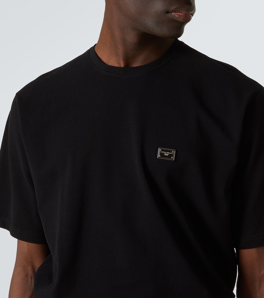 Dolce & Gabbana Logo Piqué T-shirt Black In Black