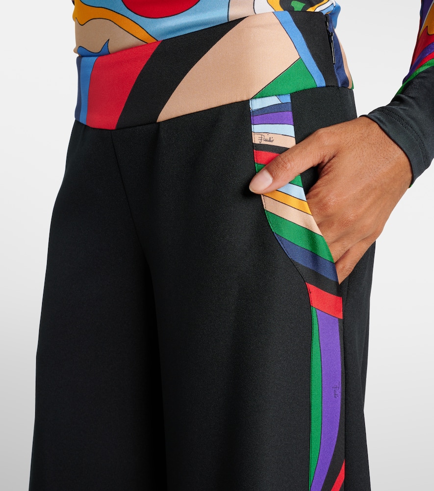 Pucci Iride Cady Palazzo Pants In Nero+rosso/viola