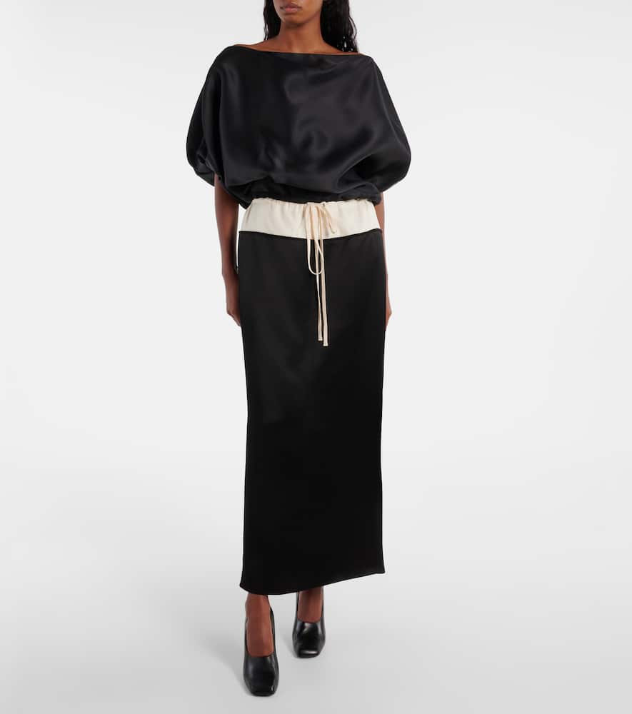 Khaite Niles Draped Silk Top In Black