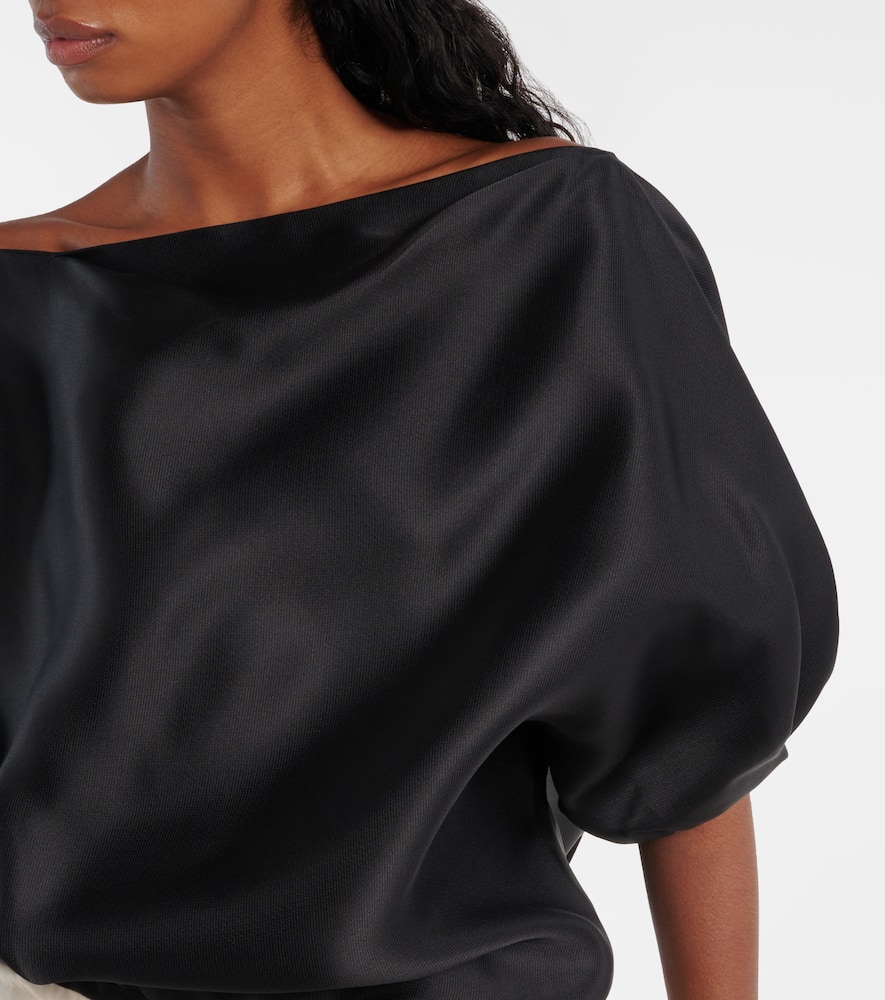 Khaite Niles Draped Silk Top In Black