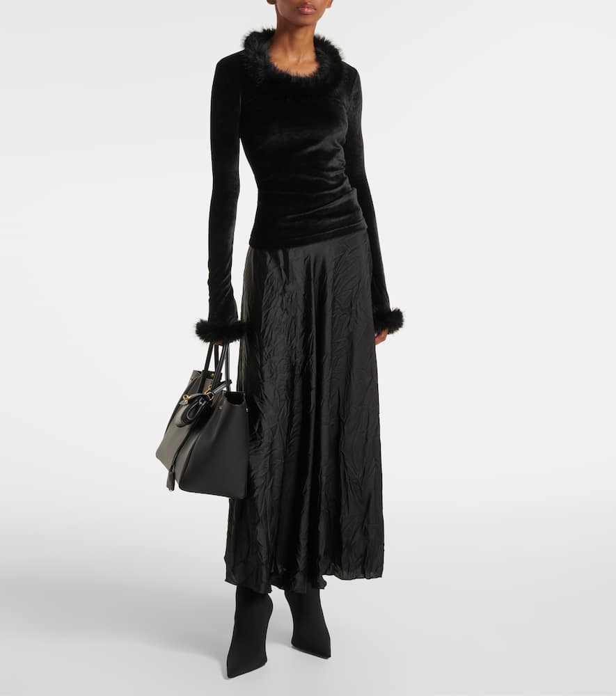 Balenciaga Top Mit Faux Fur In Schwarz