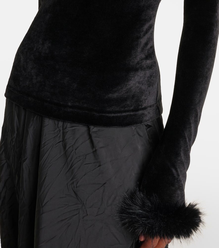 Balenciaga Top Mit Faux Fur In Schwarz