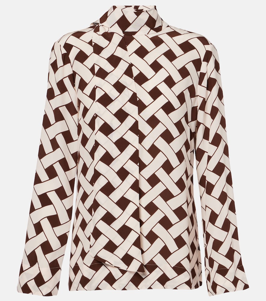 Libra printed tie-neck blouse