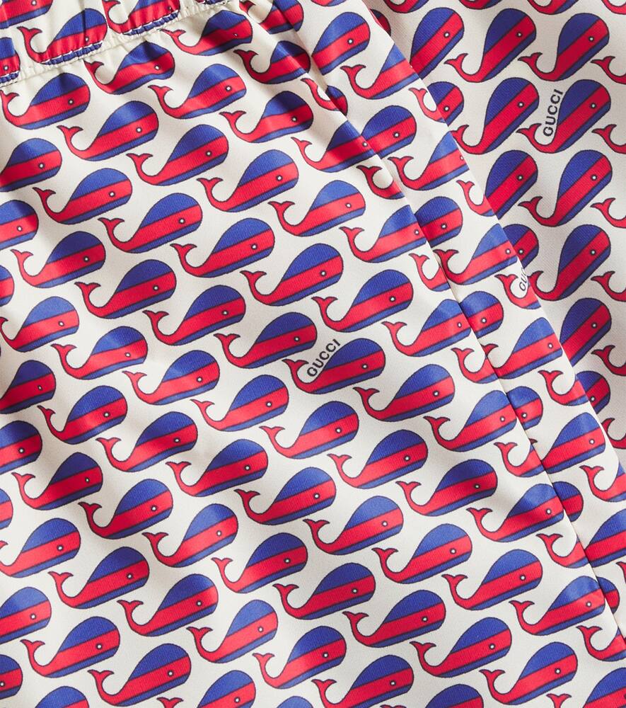 Gucci Printed Swim Trunks In White/red/blue