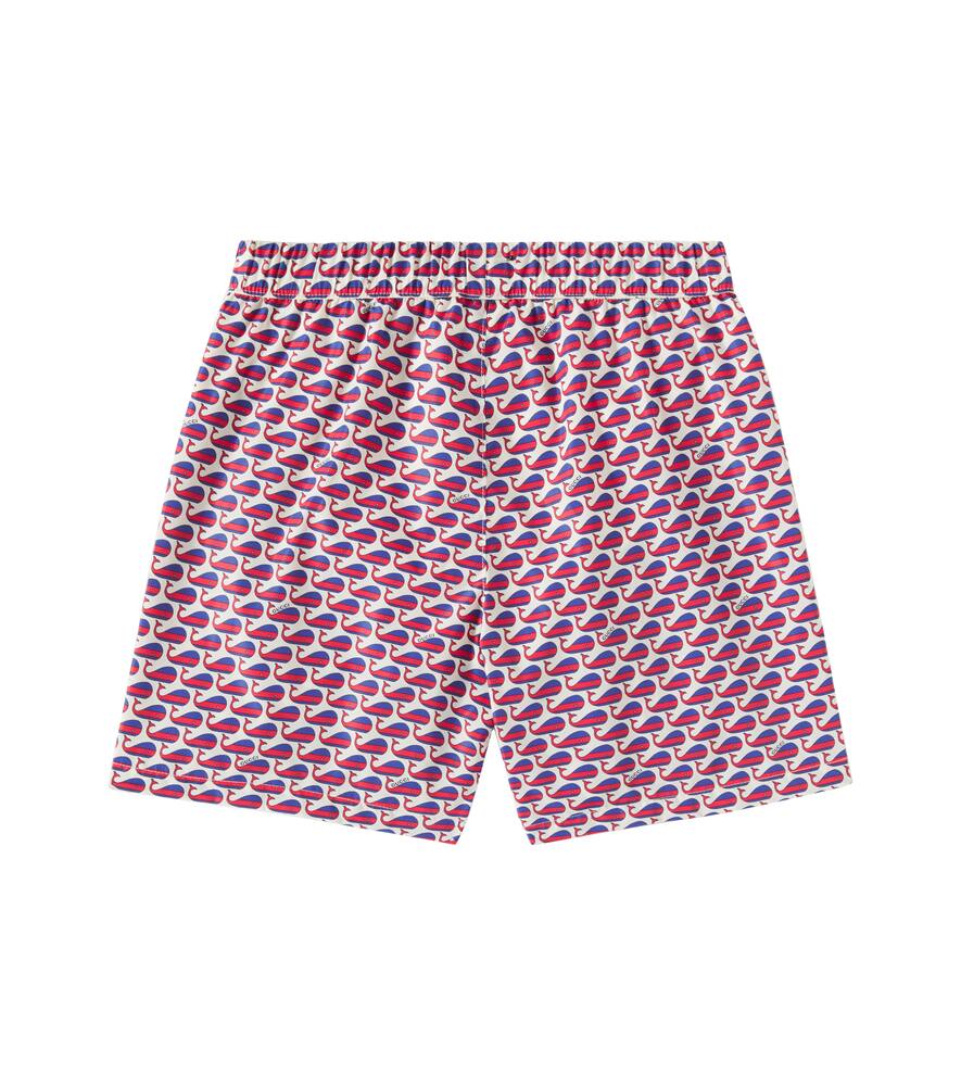 Gucci Printed Swim Trunks In White/red/blue