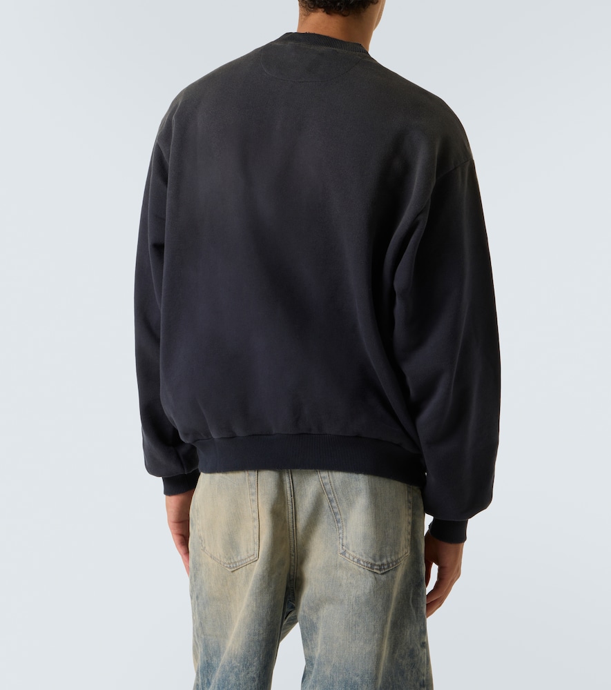Acne Studios Logo Zip Front Cotton Blend Sweatshirt In Blue