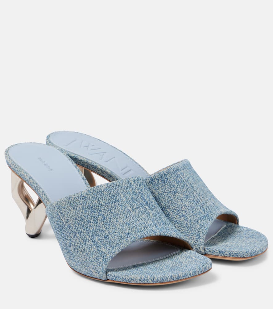 Jw Anderson Leather-trimmed Denim Mules In Blue