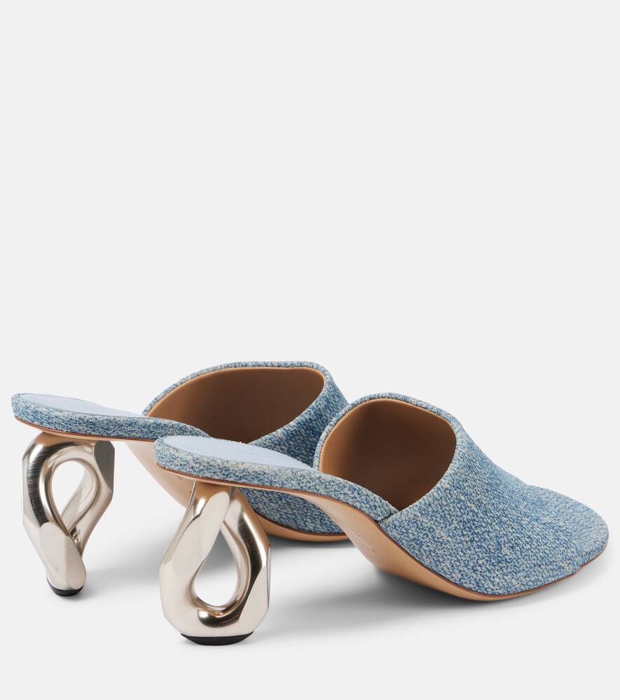 Jw Anderson Leather-trimmed Denim Mules In Blue