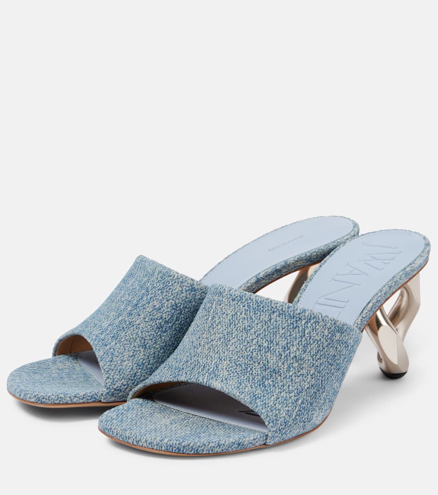 Jw Anderson Leather-trimmed Denim Mules In Blue