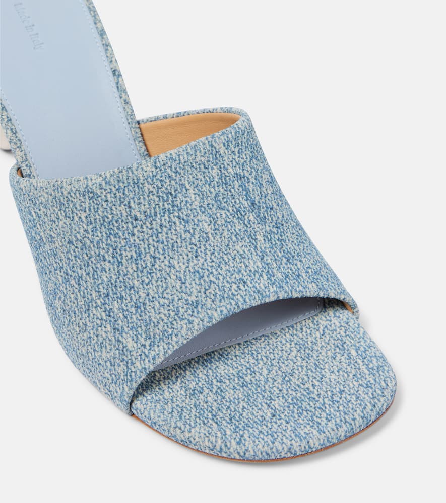 Jw Anderson Leather-trimmed Denim Mules In Blue