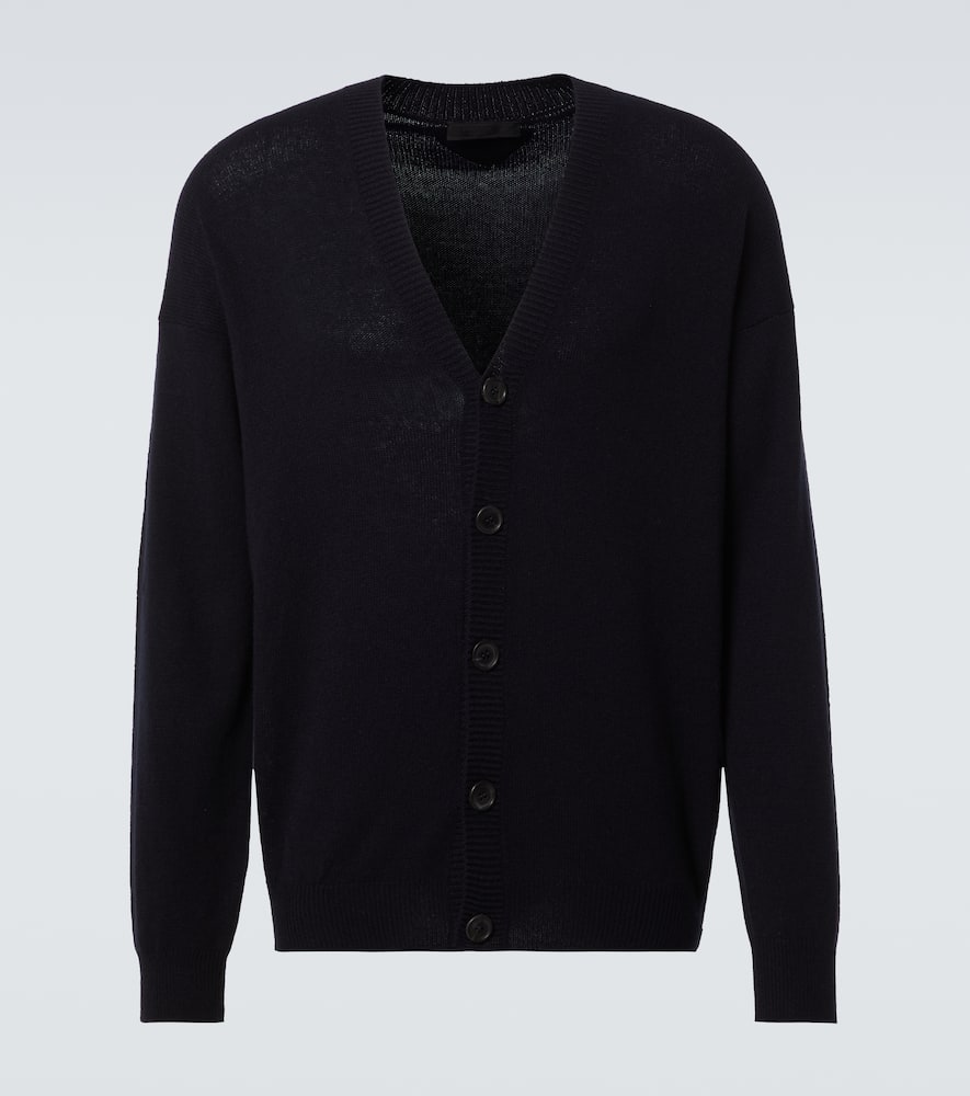 Prada Cashmere Cardigan Luxurious Front Pockets In Blue