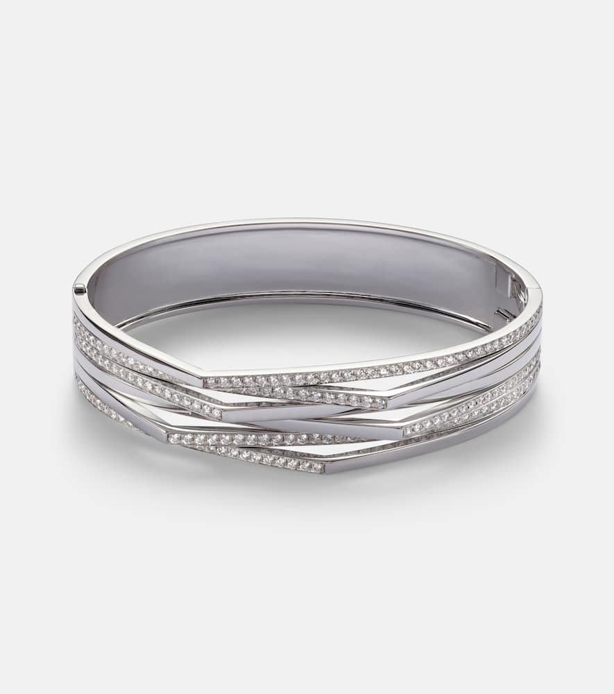 Repossi Antifer 18kt White Gold Cuff Bracelet With Diamonds In Metallic