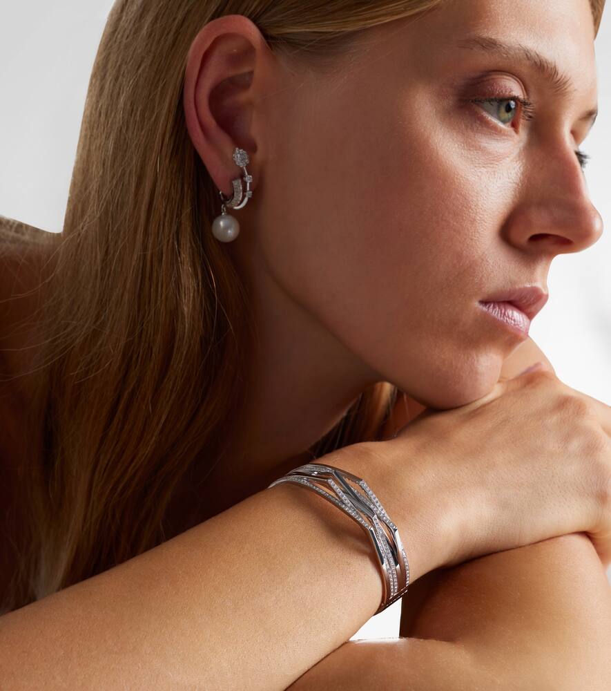 Repossi Antifer 18kt White Gold Cuff Bracelet With Diamonds In Metallic