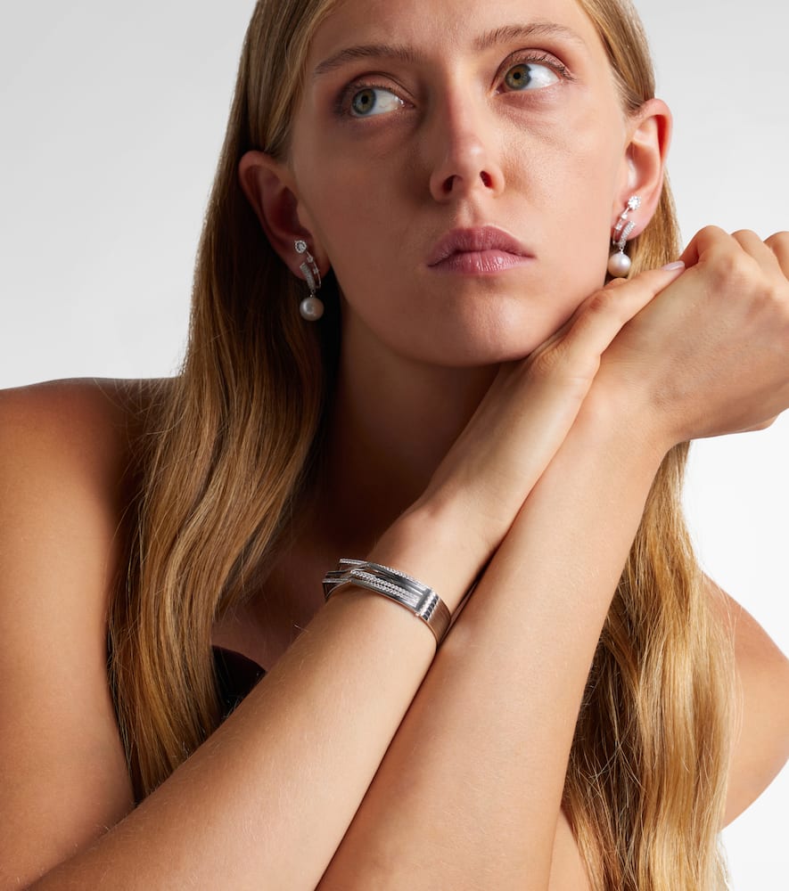 Repossi Antifer 18kt White Gold Cuff Bracelet With Diamonds In Metallic