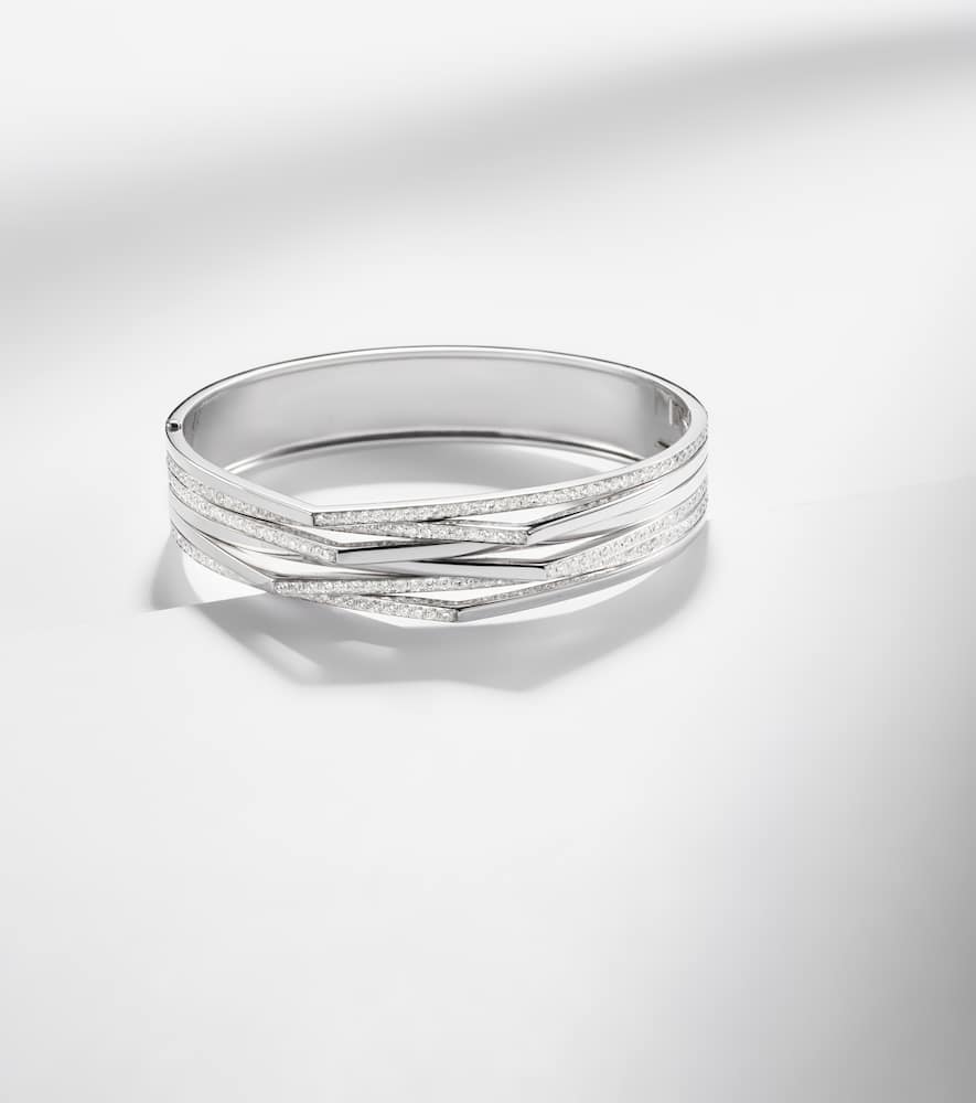 Repossi Antifer 18kt White Gold Cuff Bracelet With Diamonds In Metallic