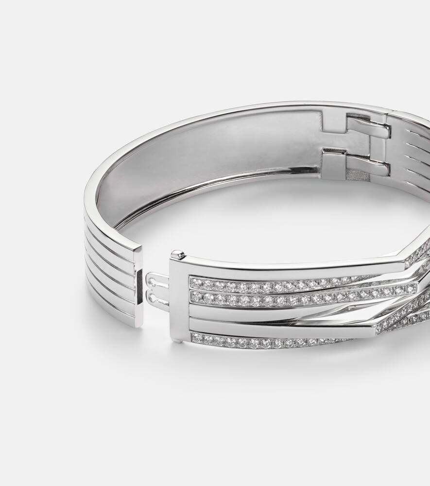 Repossi Antifer 18kt White Gold Cuff Bracelet With Diamonds In Metallic