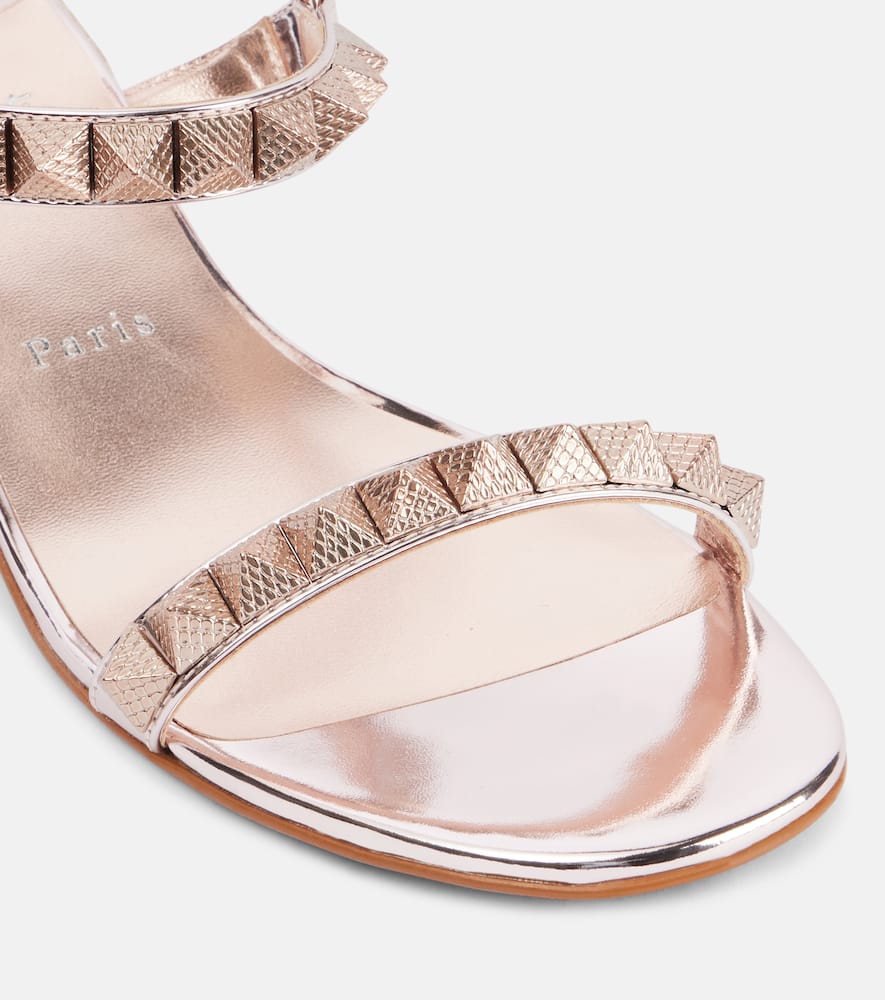 Christian Louboutin Pyrasand 30 Mirrored Leather Sandals In Pink