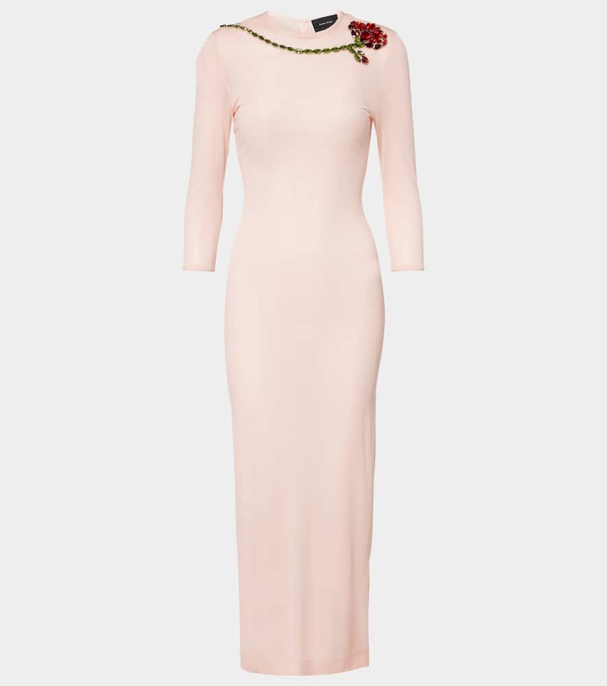 Embellished mesh midi dress