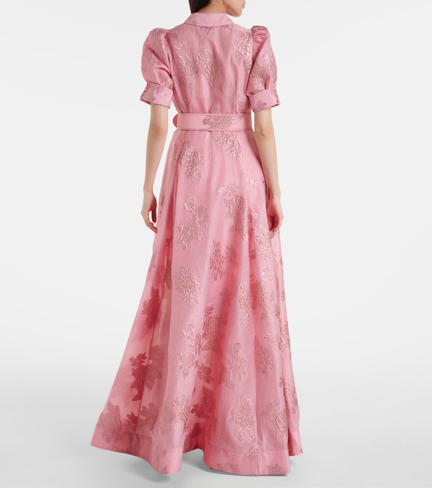 Rebecca Vallance Benette Belted Brocade Shirt Dress | ModeSens