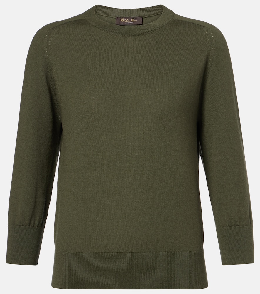 Loro Piana Girocollo Manica Neo Piuma Cashmere Sweater In Green