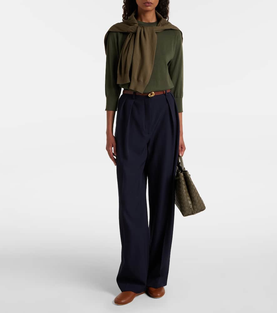 Loro Piana Girocollo Manica Neo Piuma Cashmere Sweater In Green