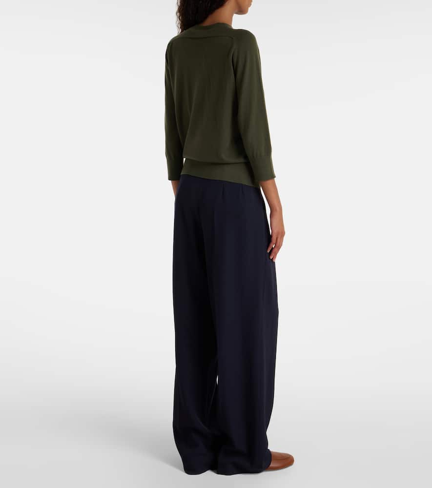 Loro Piana Girocollo Manica Neo Piuma Cashmere Sweater In Green