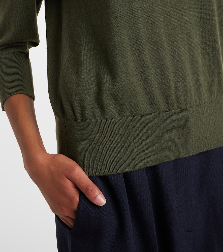 Loro Piana Girocollo Manica Neo Piuma Cashmere Sweater In Green