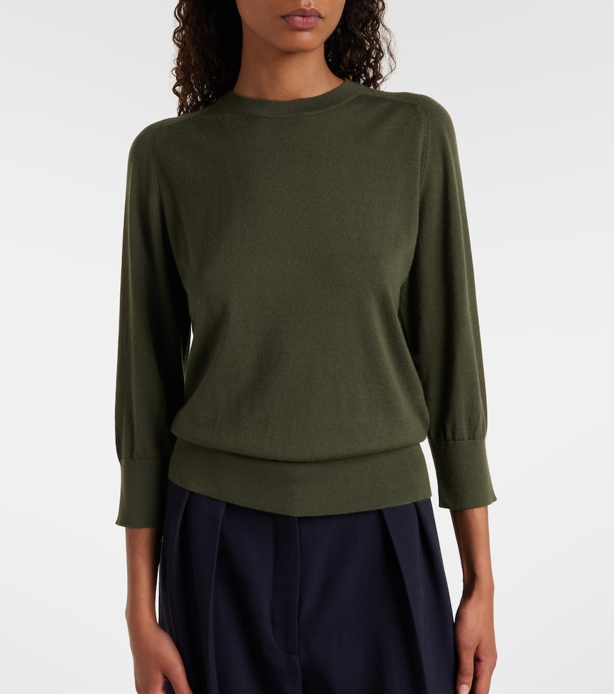 Loro Piana Girocollo Manica Neo Piuma Cashmere Sweater In Green