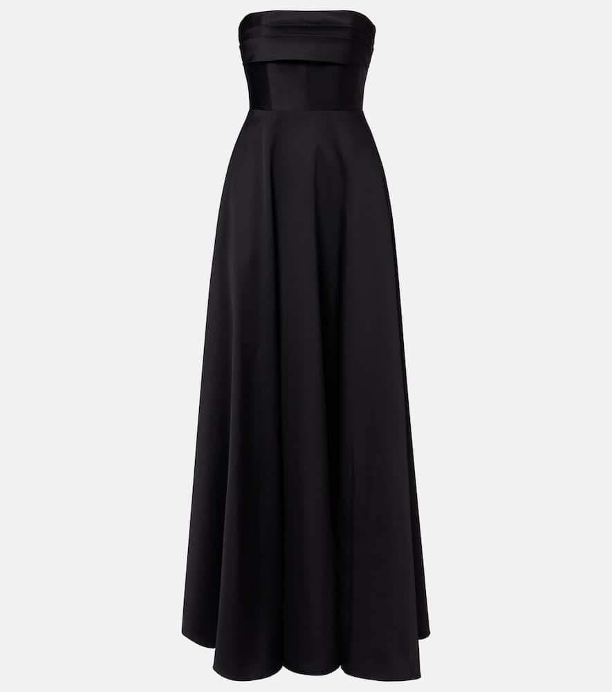 Roland Mouret Pleated Taffeta Corset Gown In Black