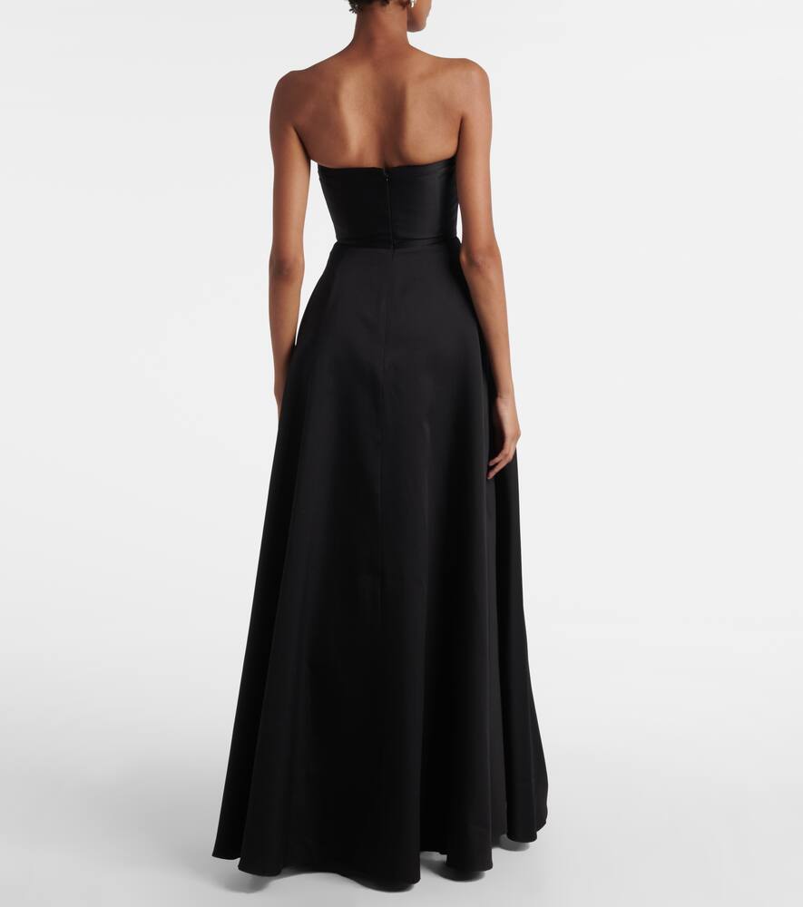 Roland Mouret Pleated Taffeta Corset Gown In Black