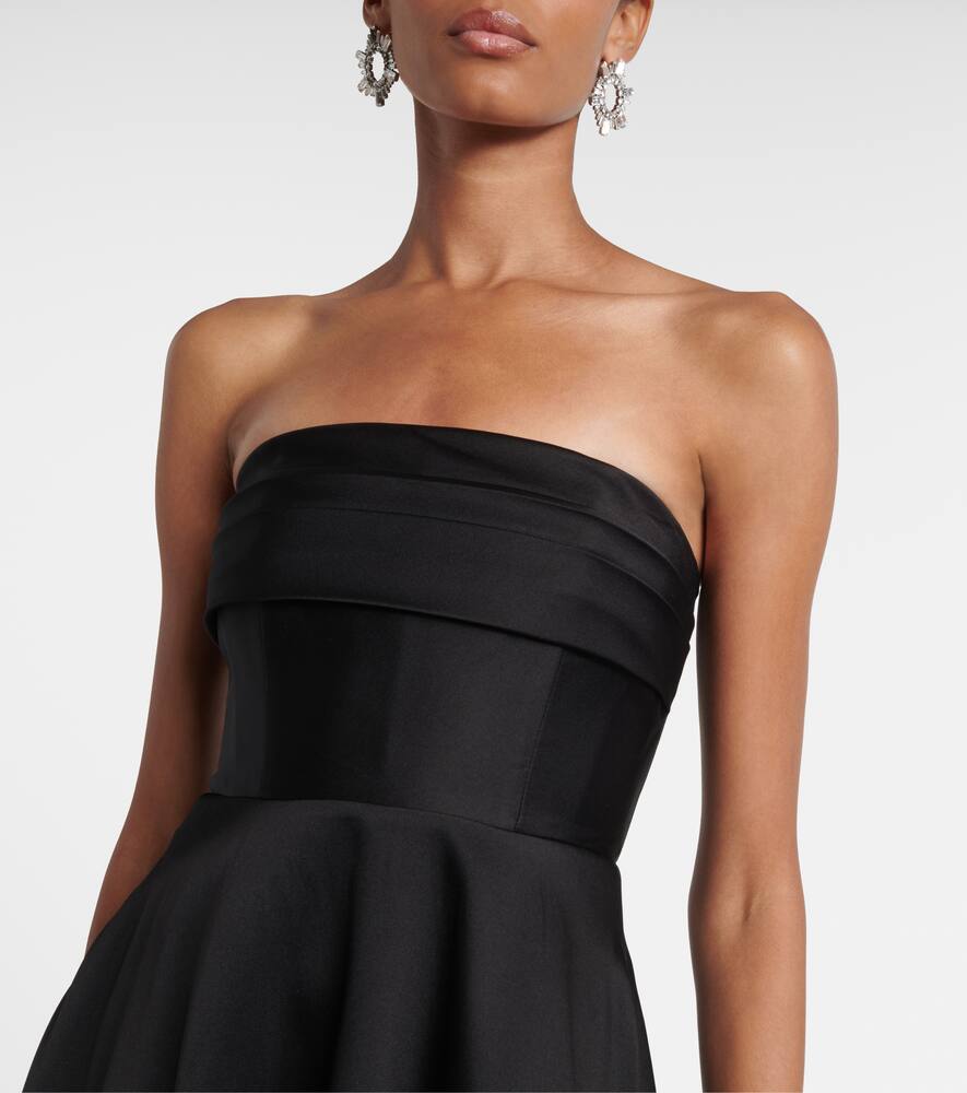 Roland Mouret Pleated Taffeta Corset Gown In Black