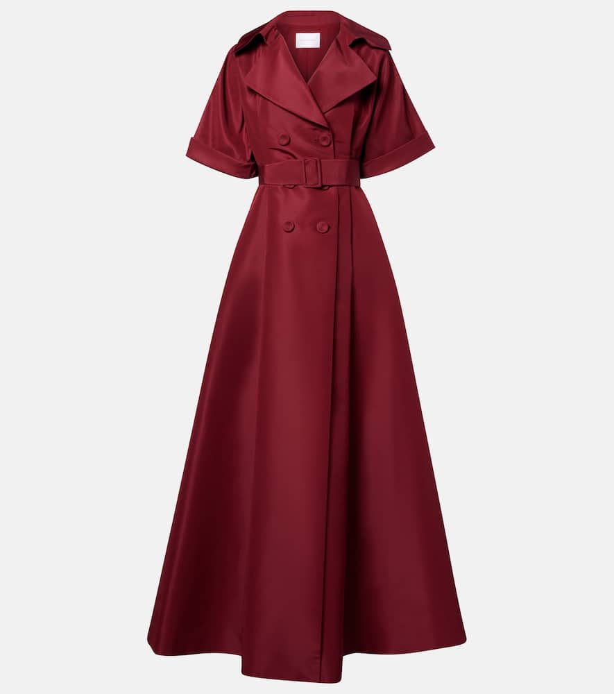 Carolina Herrera Belted Silk Gown In Burgundy
