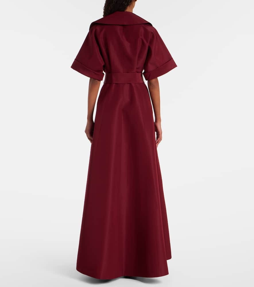 Carolina Herrera Belted Silk Gown In Burgundy