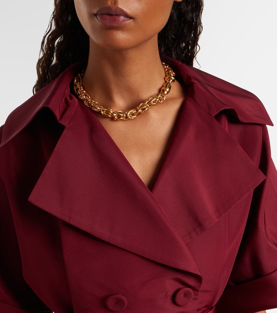 Carolina Herrera Belted Silk Gown In Burgundy