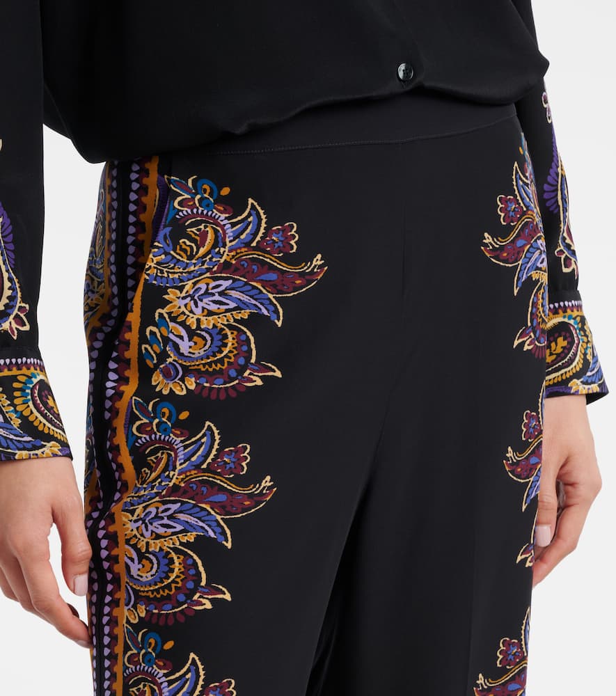 Etro Pressed Crease Paisley Trousers In Black