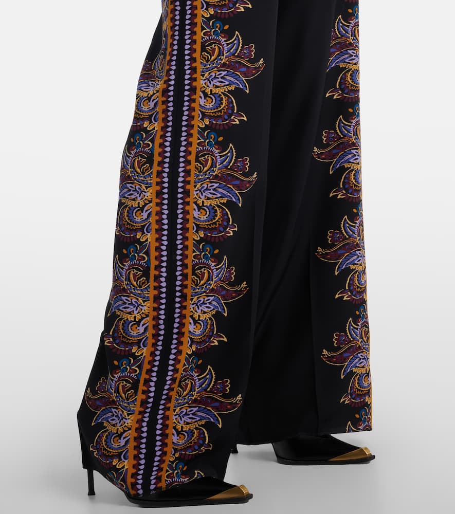 Etro Pressed Crease Paisley Trousers In Black