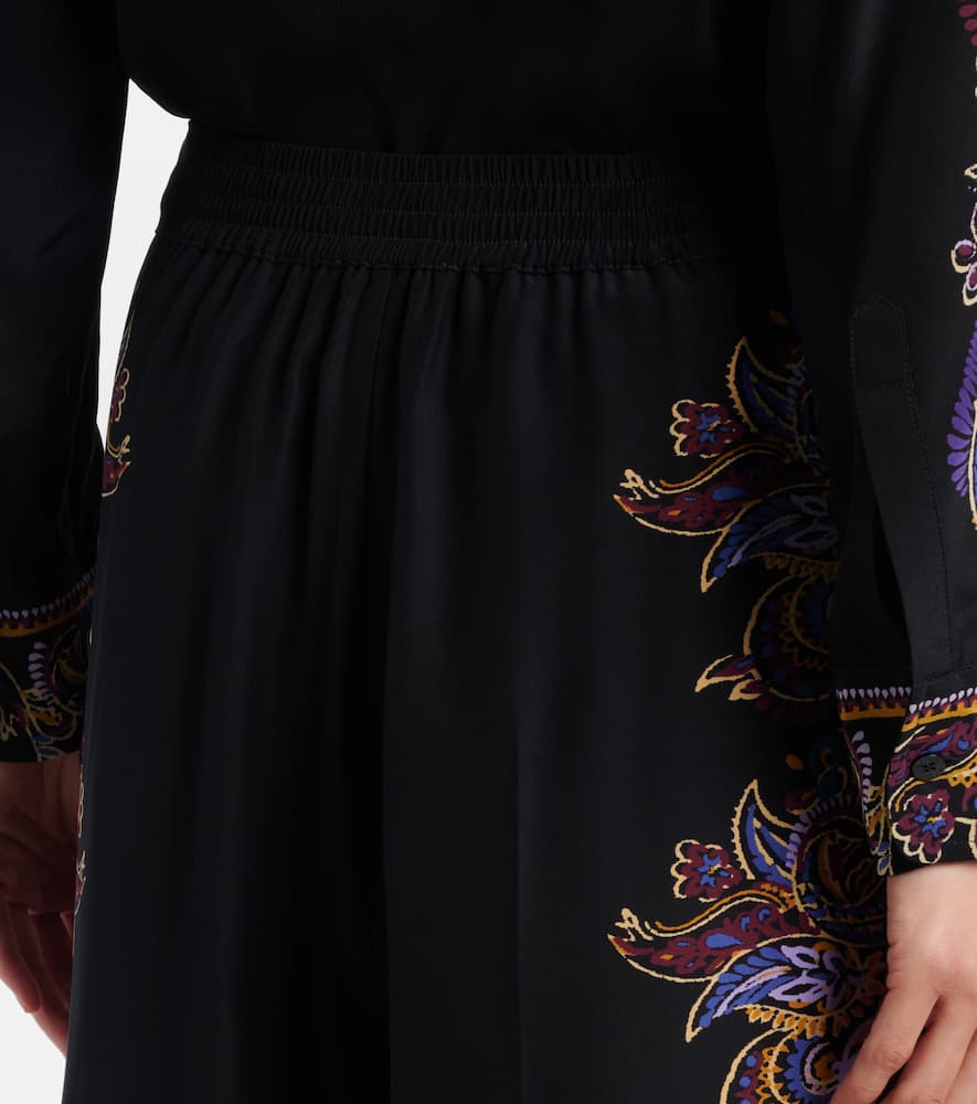 Etro Pressed Crease Paisley Trousers In Black
