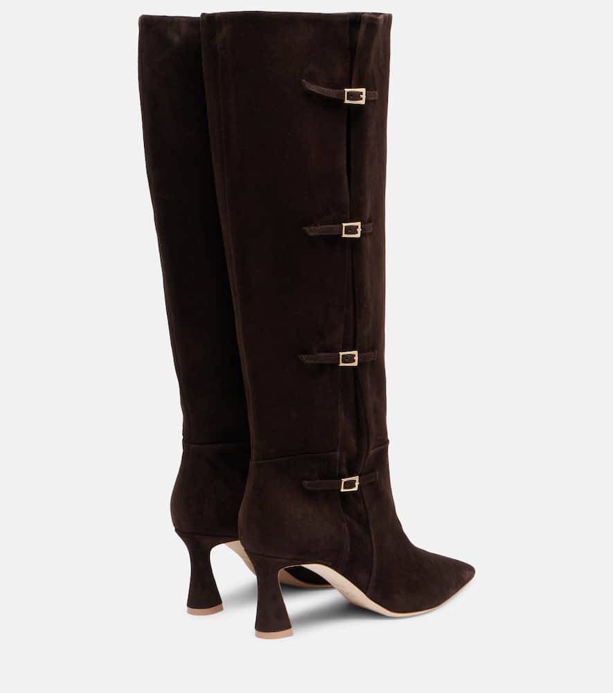 Malone Souliers 70mm Nolan Buckle-detail Suede Knee-high Boots In Brown
