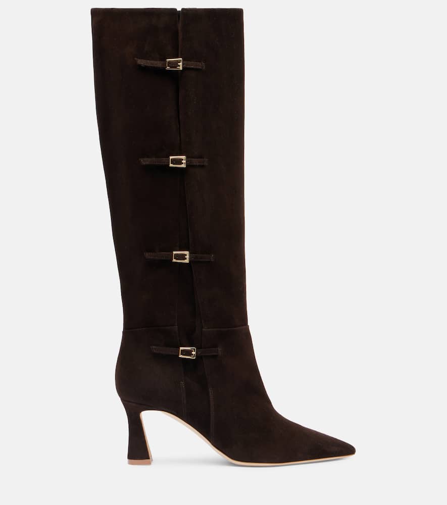 Malone Souliers 70mm Nolan Buckle-detail Suede Knee-high Boots In Brown