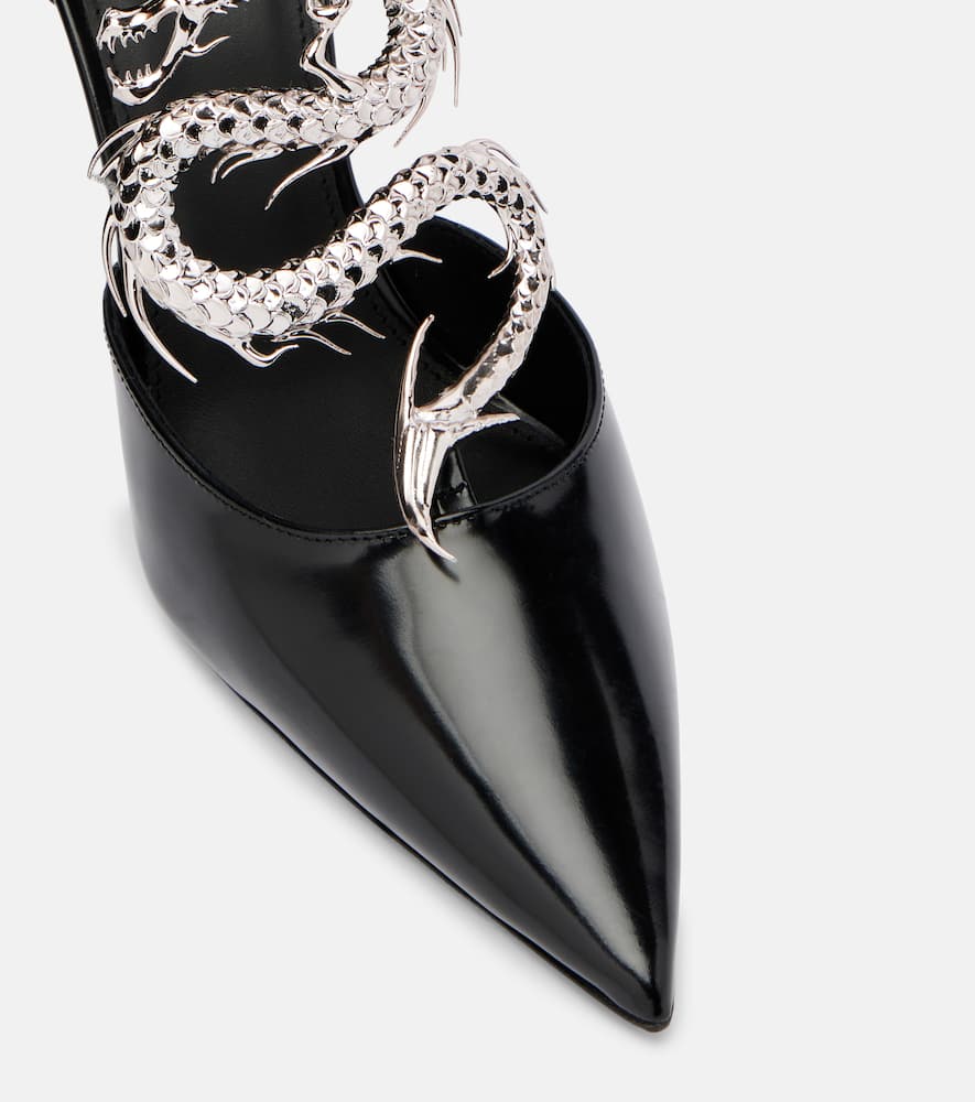 Coperni Dragon Embellished Leather Wedge Pumps In Black