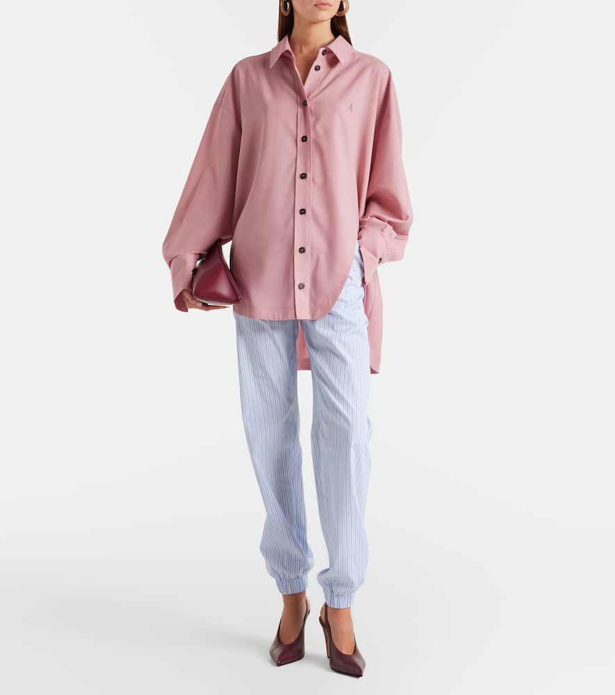 Attico Diana Asymmetric Oversized Shirt In Pink