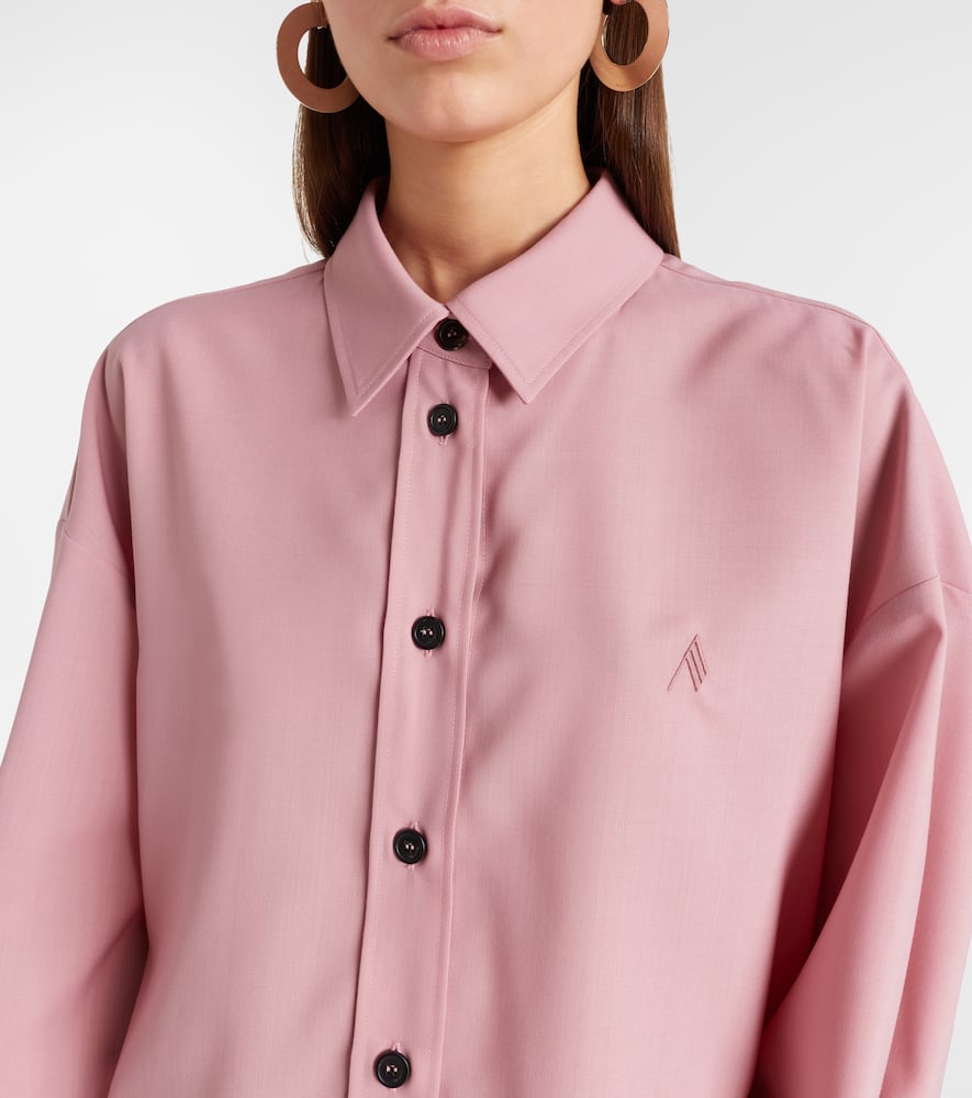 Attico Diana Asymmetric Oversized Shirt In Pink