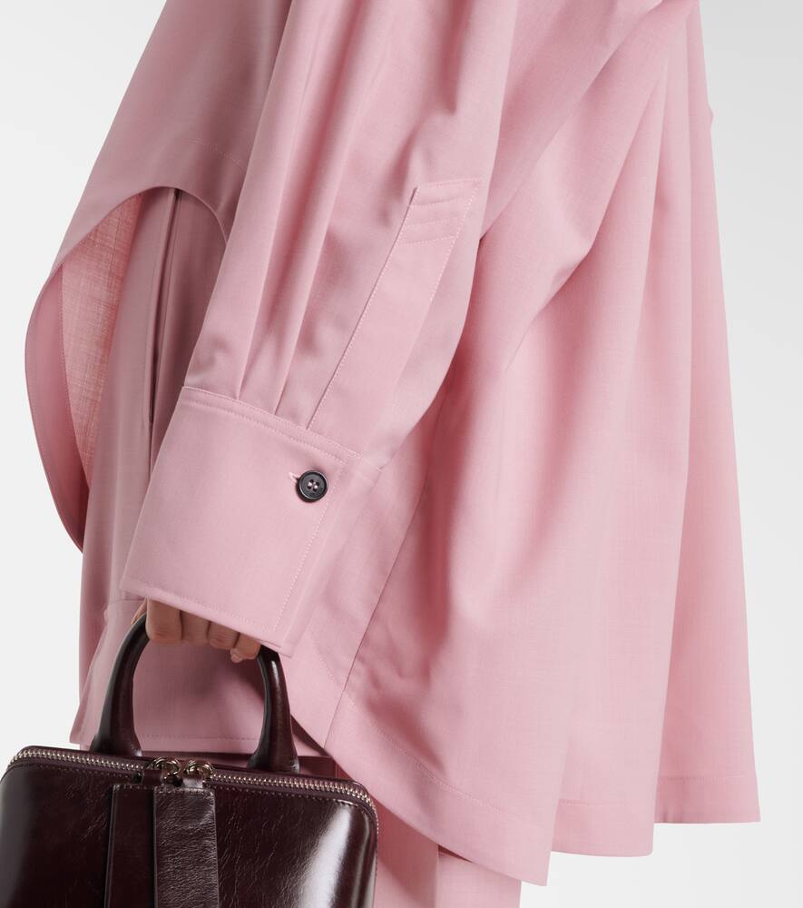 Attico Diana Asymmetric Oversized Shirt In Pink