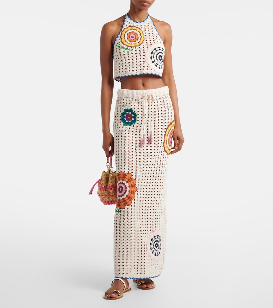Alémais Elma crochet embroidered cotton crop top