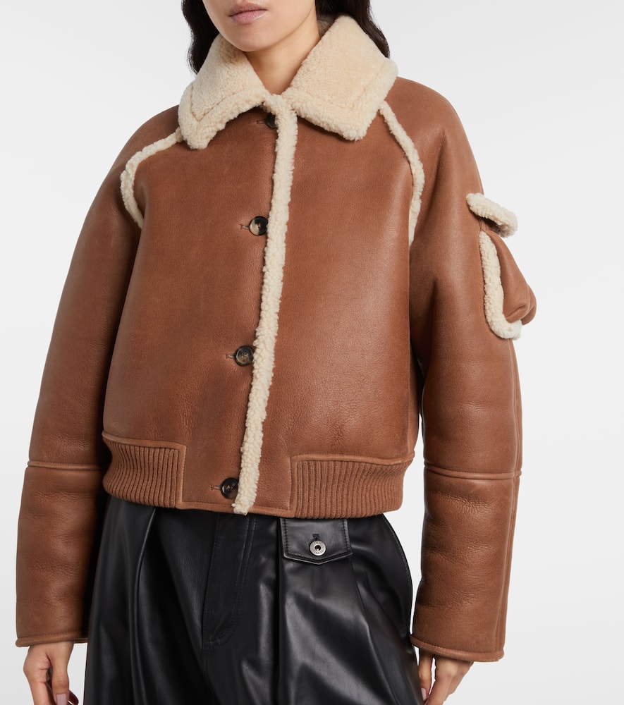 Loewe Shearling-trimmed Leather Blouson In Brown