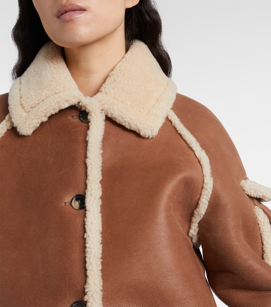 Loewe Shearling-trimmed Leather Blouson In Brown